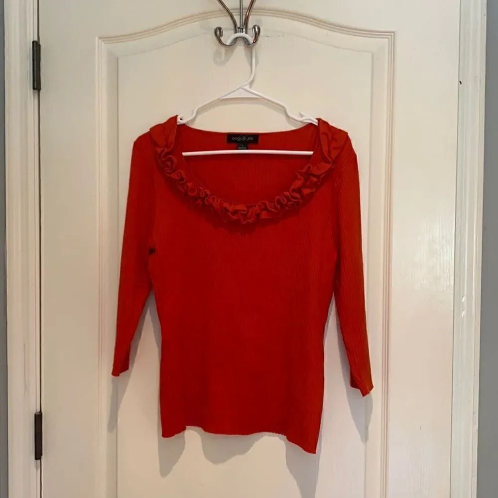 August silk sweater orange L